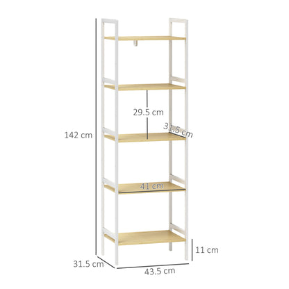 Five-Tier Bamboo Adjustable Shelf Storage Unit