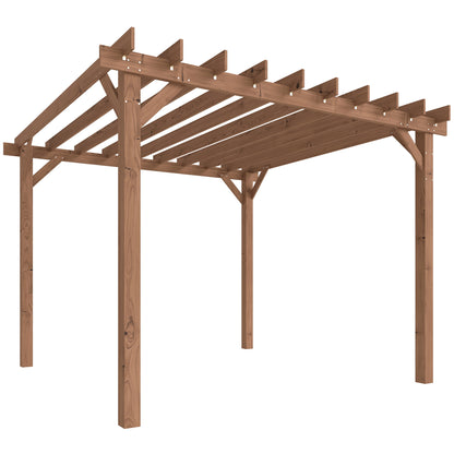 Outsunny 3 x 3 m Wooden Pergola Kit, Garden Pergola Gazebo Grape Trellis with Triangle Supports, Maple Wood-effect