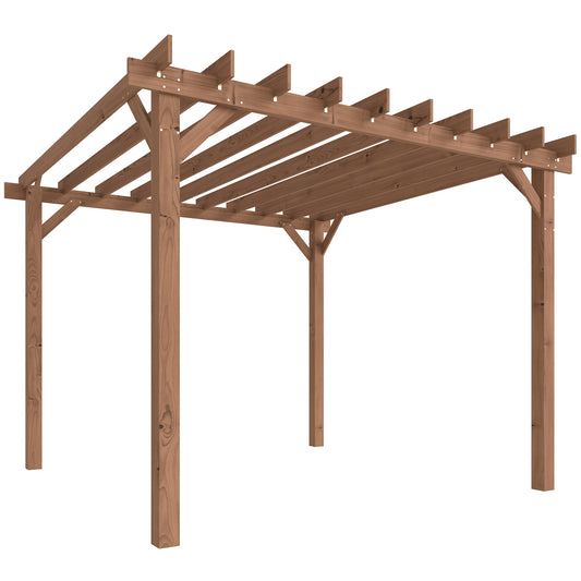 Outsunny 3 x 3 m Wooden Pergola Kit, Garden Pergola Gazebo Grape Trellis with Triangle Supports, Maple Wood-effect