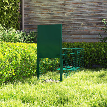 Single Door Humane Rat Trap for Small Animals, Metal Outdoor and Indoor Squirrel Trap for Mice, Cats, Rabbits, 100 X 25 X 28cm, Dark Green