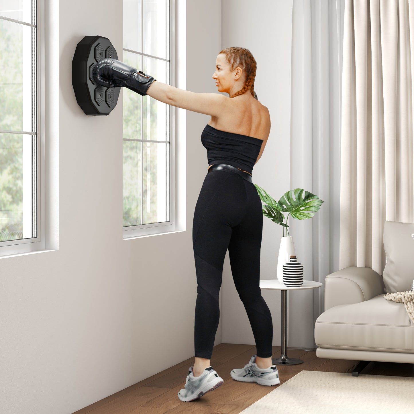 SPORTNOW Music Boxing Machine with Bluetooth Connection and LED Light Smart, Wall Mounted for Punching Beat Boxing Training