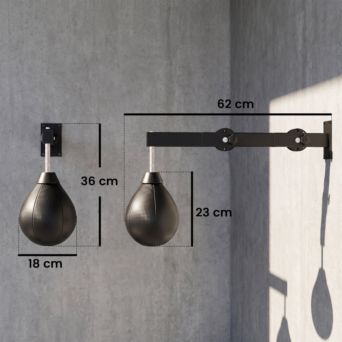 Wall-Mounted Boxing Speed Bag | Height-Adjustable Reflex Training Equipment | PU Bag with Pump & Mounting Kit | Black