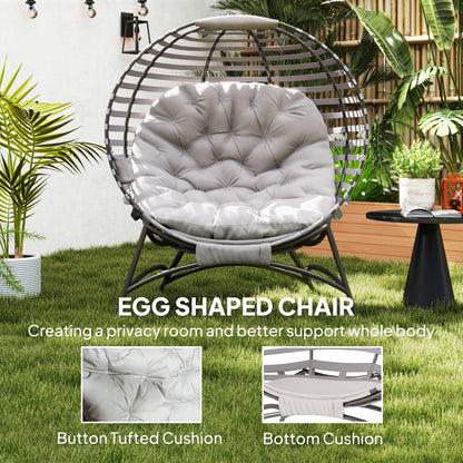 Outsunny Egg Chair with Cushion & Side Pocket - Light Grey