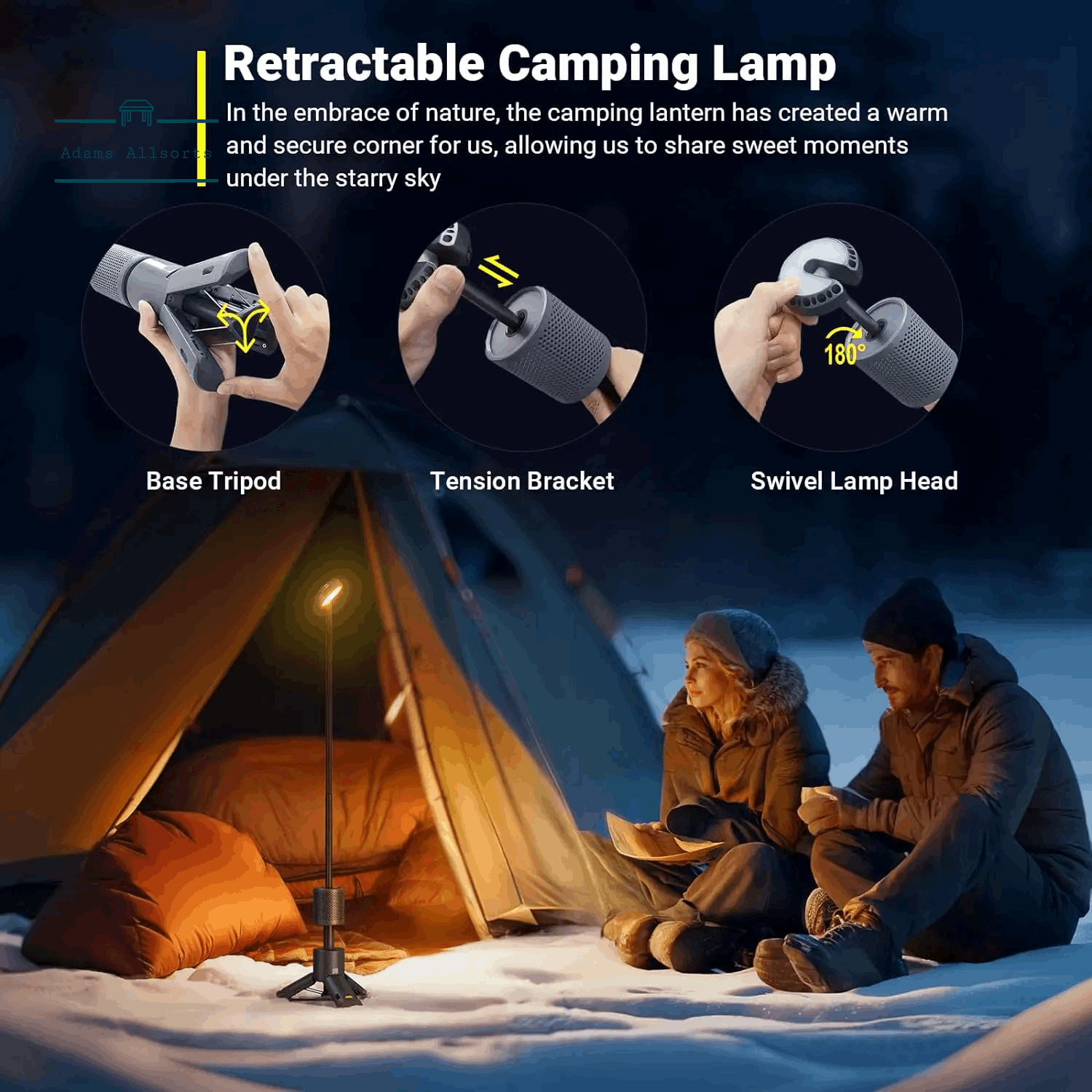 LED Outdoor Camping Lantern, UBS Rechargeable, Adjustable Colour Temperature Outdoor Portable Lantern, IP65 Waterproof 