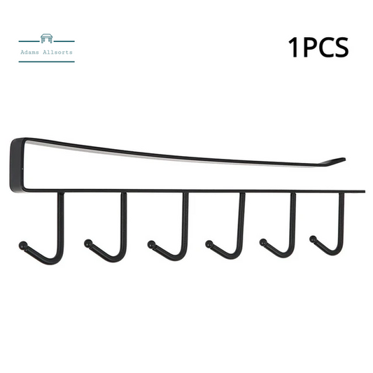 Multifunctional  6 Hooks Under Shelf Mug Cup Wine Glass Holder Hanger Rack Organiser Kitchen Utensil Without Drilling 