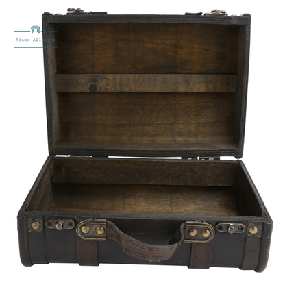 Retro Suitcase Wooden Storage Box Studio Decoration Window Display Photography Props Suitcase with Handle 24X17.3X11.9Cm