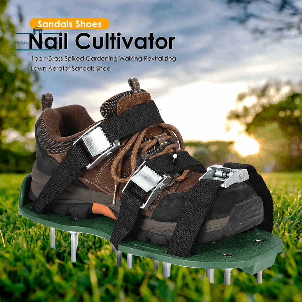 1 Pair Garden Lawn Aerator Shoes Grass Aerating Spike Sandals With Adjustable Straps