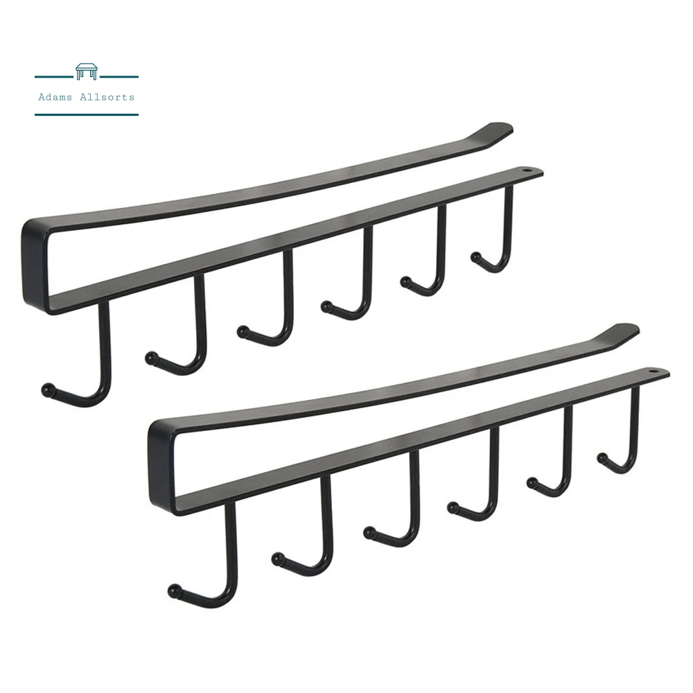 Multifunctional  6 Hooks Under Shelf Mug Cup Wine Glass Holder Hanger Rack Organiser Kitchen Utensil Without Drilling 