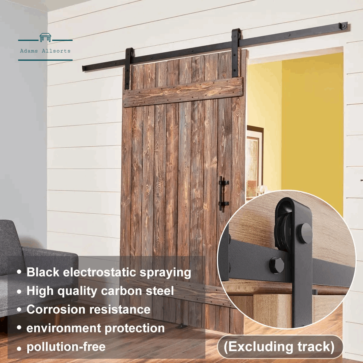 1Set Sliding Barn Door Hardware Kit Smooth and Quiet Super Mini Barn Door Track Kit Durable Easy Assembly Door Panel Accessories