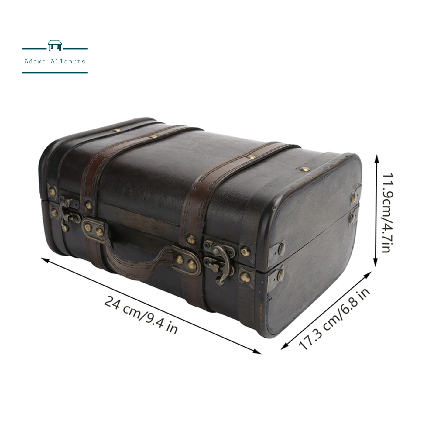 Retro Suitcase Wooden Storage Box Studio Decoration Window Display Photography Props Suitcase with Handle 24X17.3X11.9Cm