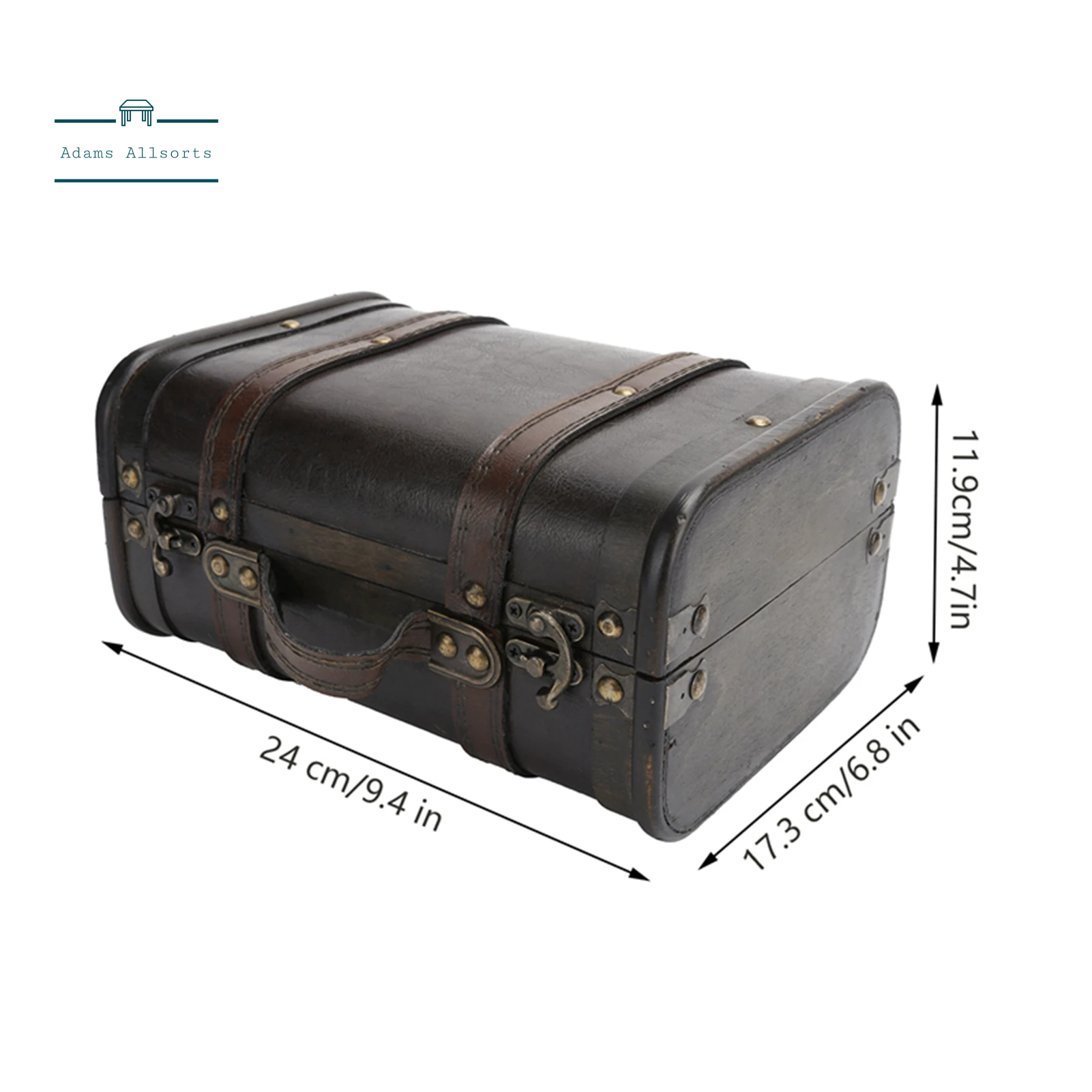 Retro Suitcase Wooden Storage Box Studio Decoration Window Display Photography Props Suitcase with Handle 24X17.3X11.9Cm
