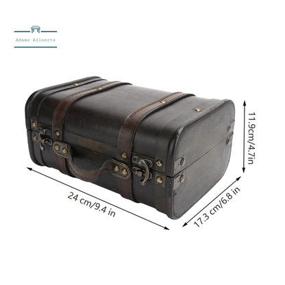 Retro Suitcase Wooden Storage Box Studio Decoration Window Display Photography Props Suitcase with Handle 24X17.3X11.9Cm