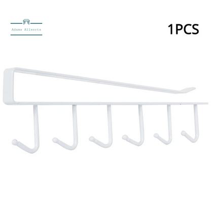 Multifunctional  6 Hooks Under Shelf Mug Cup Wine Glass Holder Hanger Rack Organiser Kitchen Utensil Without Drilling 