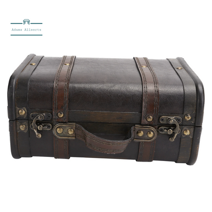 Retro Suitcase Wooden Storage Box Studio Decoration Window Display Photography Props Suitcase with Handle 24X17.3X11.9Cm