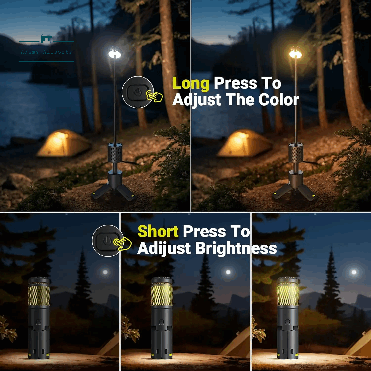 LED Outdoor Camping Lantern, UBS Rechargeable, Adjustable Colour Temperature Outdoor Portable Lantern, IP65 Waterproof 