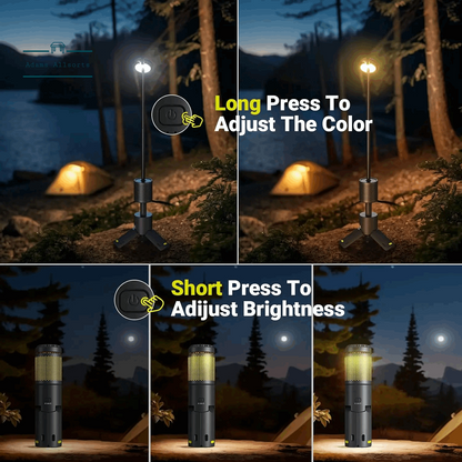 LED Outdoor Camping Lantern, UBS Rechargeable, Adjustable Colour Temperature Outdoor Portable Lantern, IP65 Waterproof 