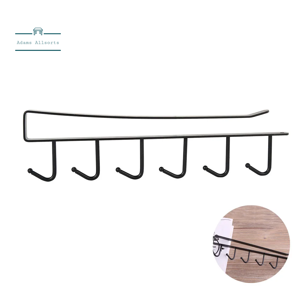 Multifunctional  6 Hooks Under Shelf Mug Cup Wine Glass Holder Hanger Rack Organiser Kitchen Utensil Without Drilling 