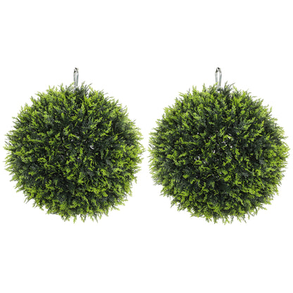 Set of 2 Artificial Plant Topiary Balls, UV-protected Fake Decorative Plants, Faux Plants for Home Indoor Outdoor Decor, 45cm, Green