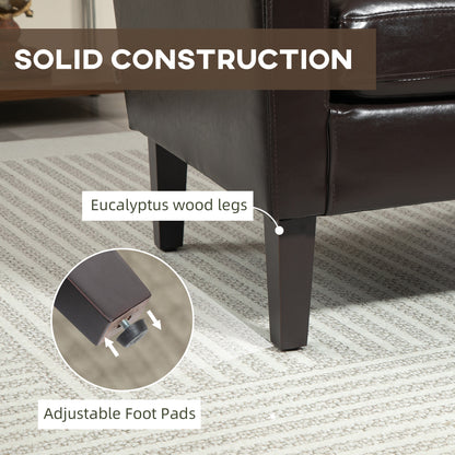 Modern Armchair with Rubber Wood Legs, Upholstered Accent Chair, Single Sofa for Living Room, Bedroom, Brown