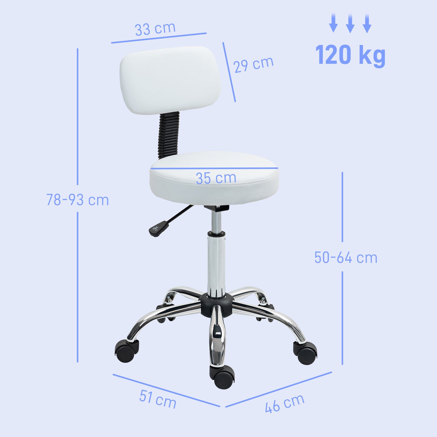 360° Swivel Seat Salon Stool Chair - White / Black