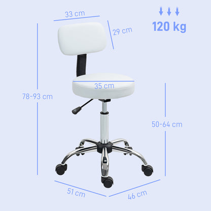 360° Swivel Seat Salon Stool Chair - White / Black
