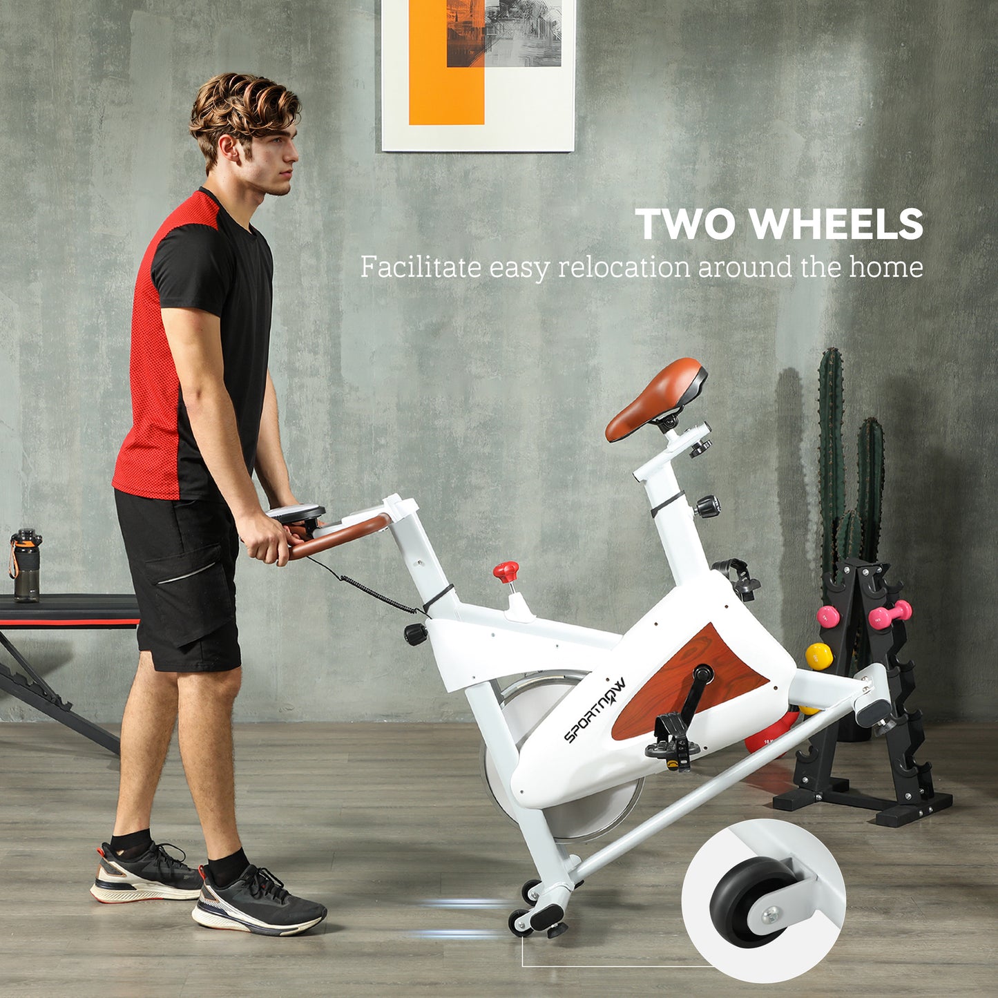 Indoor Exercise Bike, Quiet Stationary Bike, Stylish Cycling Machine with Adjustable Seat and Resistance, for Home Gym Cardio Workout