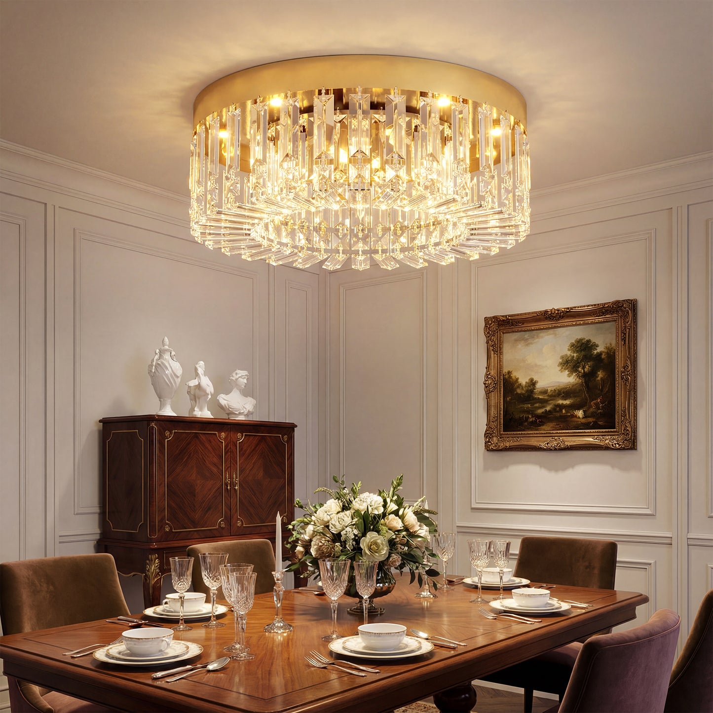 Crystal Chandelier | 160 Crystal Pendants | 6-Light G9 | Ø40cm | 10-40m² | Gold Tone