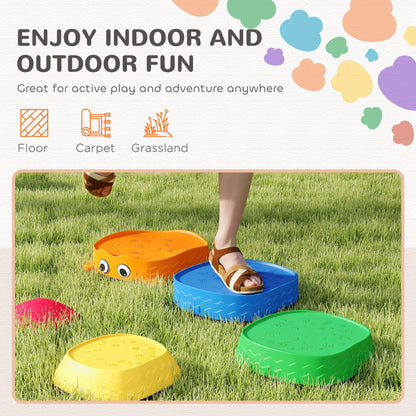AIYAPLAY 5 Piece Sensory Stepping Stones for Toddlers, Frog-Shaped Kids Stepping Stones Set with Anti-Slip Edging for Ages 2-8