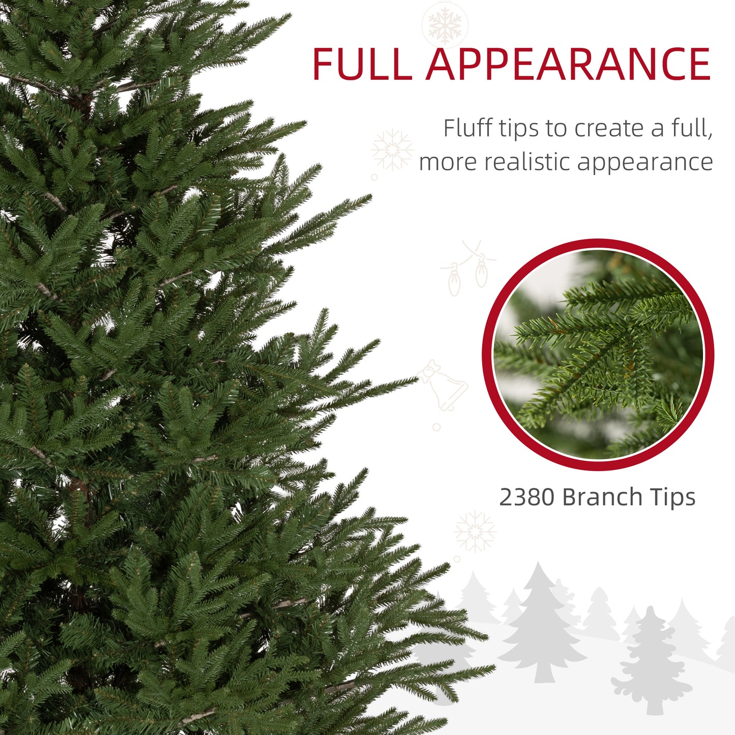 6ft Artificial Christmas Tree with 2380 Tips, Metal Base, Realistic, Easy to Assemble, Green