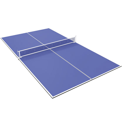 9ft Folding Ping Pong Table Top | Regulation 274x152cm | UV-Coated MDF | Four-Fold Design | Foam Pads | Net Storage Bag | Fits 7-9ft Billiard Tables | Folds to 137x76x5cm | 30kg | Blue