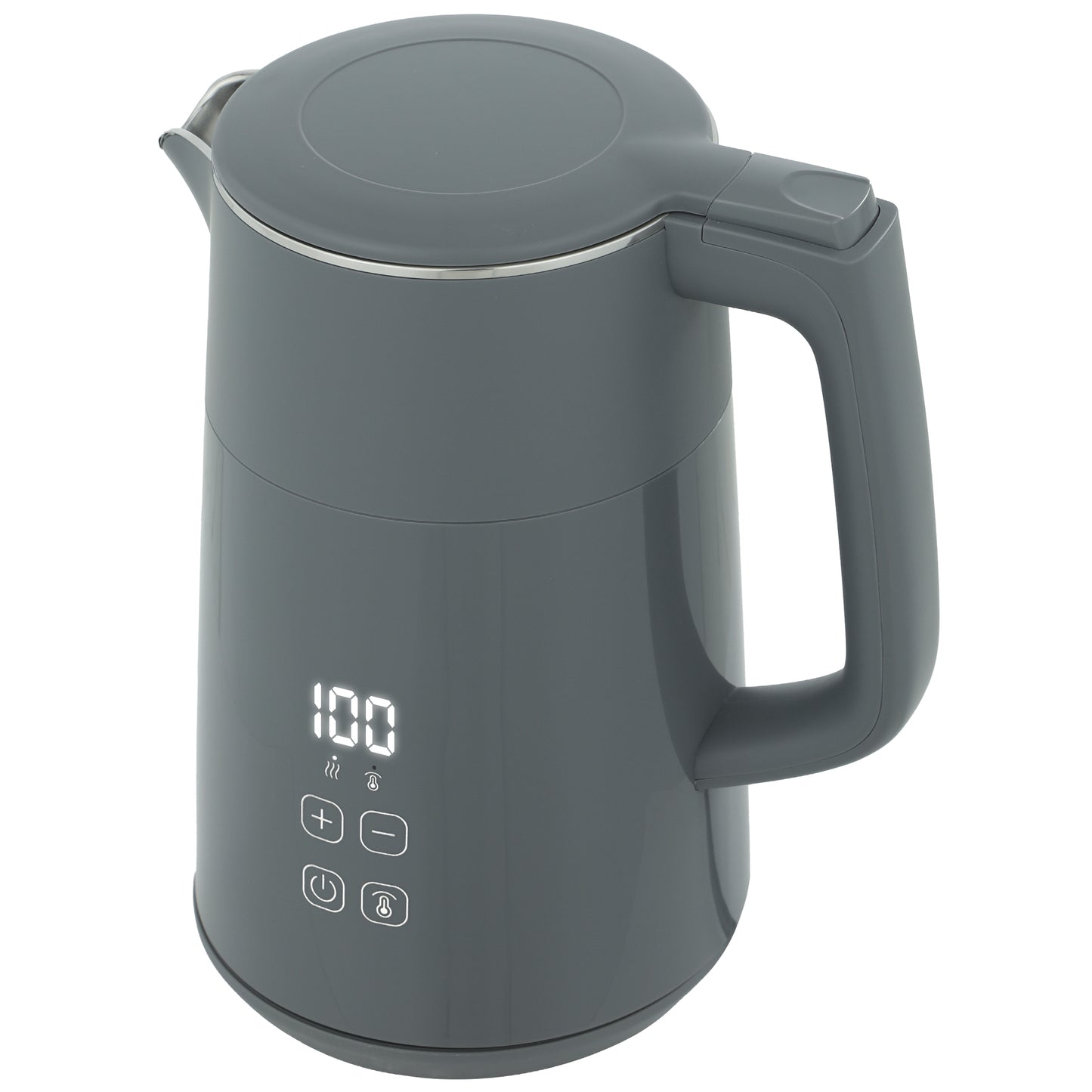1.7L Electric Kettle | 3000W | 7 Temperature Settings 40-100°C | 2hr Keep-Warm | 304 Stainless Steel PTFE-Free | Boil-Dry Protection | Auto Shut-Off | 360° Swivel Base | Grey