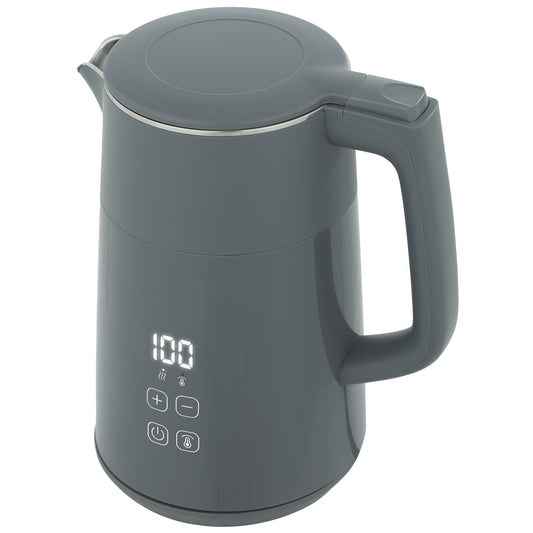 1.7L Electric Kettle | 3000W | 7 Temperature Settings 40-100°C | 2hr Keep-Warm | 304 Stainless Steel PTFE-Free | Boil-Dry Protection | Auto Shut-Off | 360° Swivel Base | Grey
