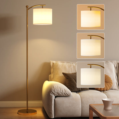 LED Floor Lamp with Remote Control - Gold Tone