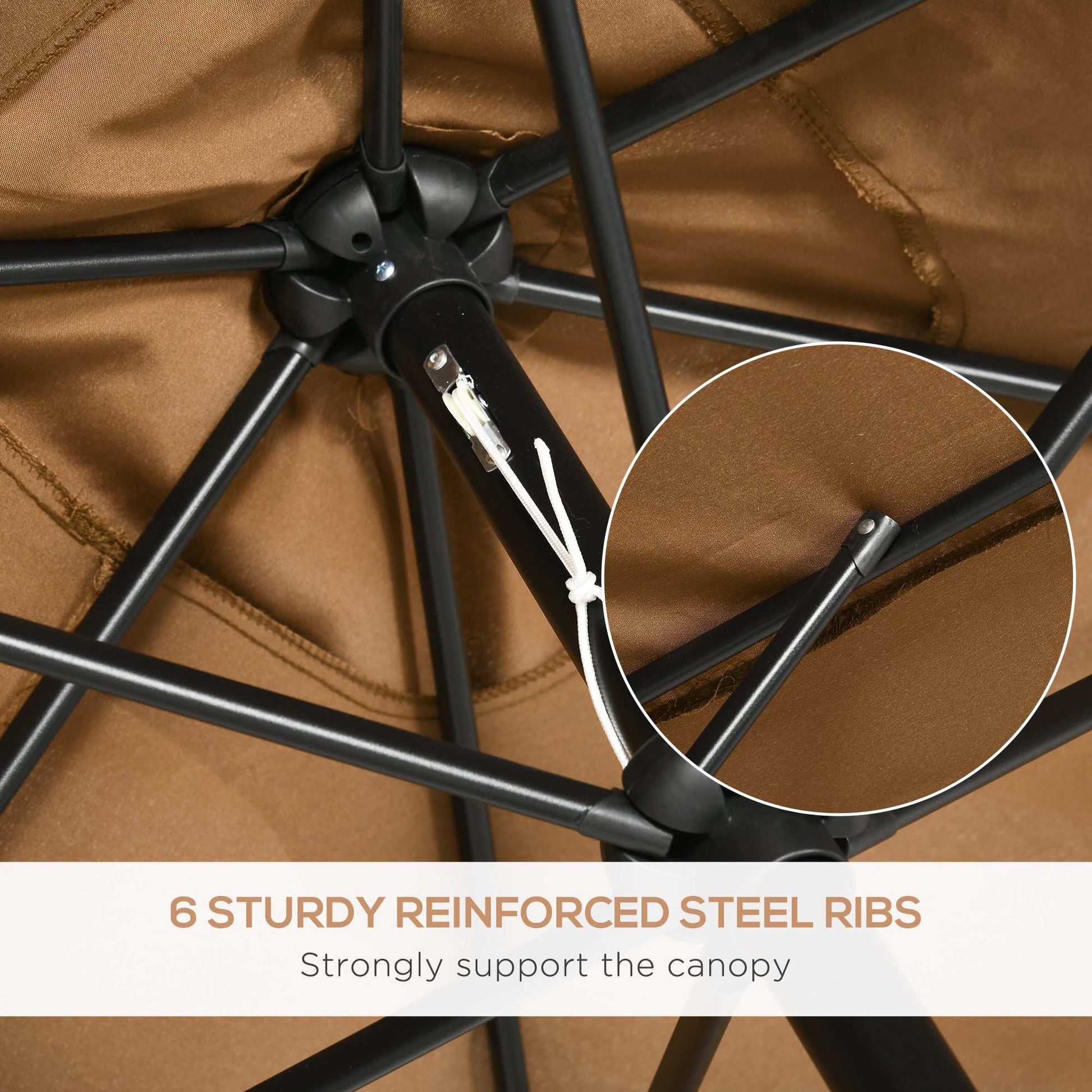 Outsunny 3x2m Garden Parasol Umbrella Outdoor Sun Shade Canopy with Tilt and Crank, Aluminium Frame Rectangular, Brown