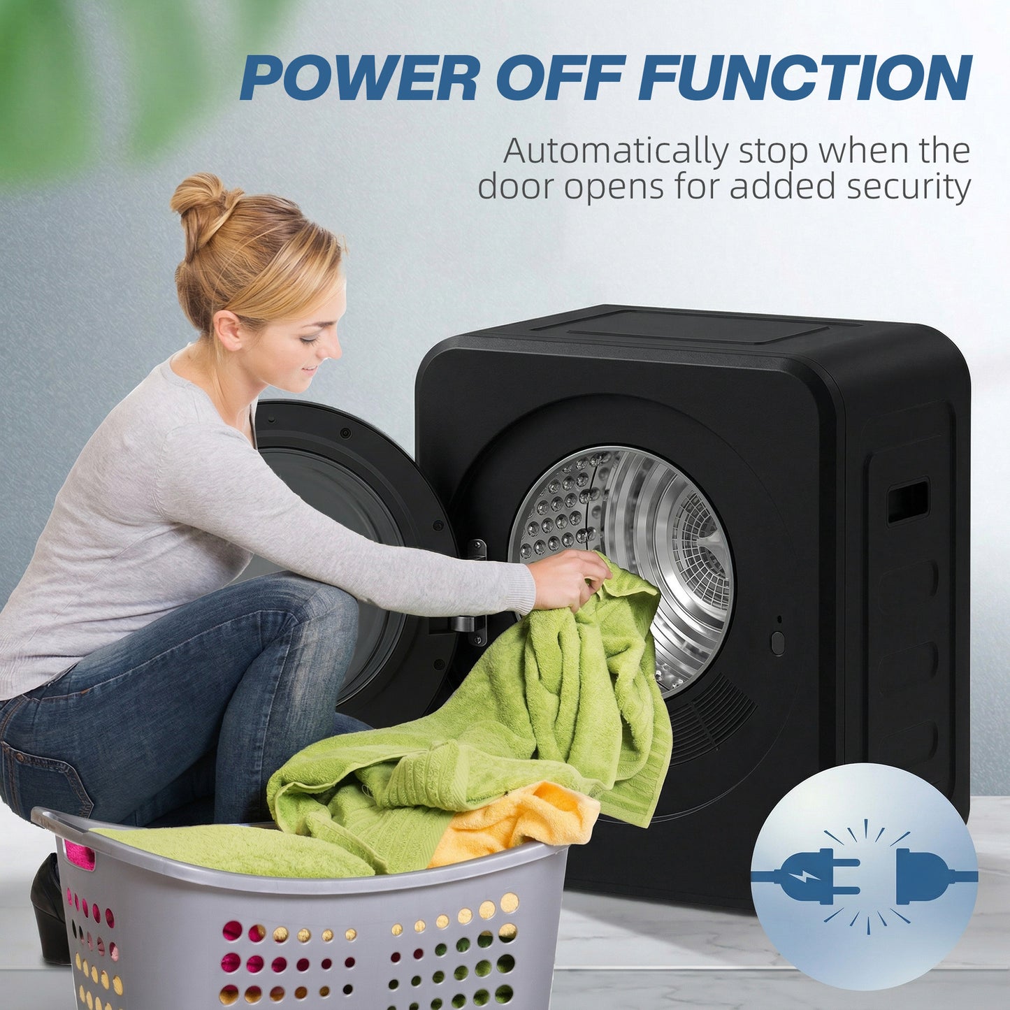 Vented Tumble Dryer, 4 kg Front Tumble Dryer with Stainless Steel Tub, 800W Compact Freestanding Black
