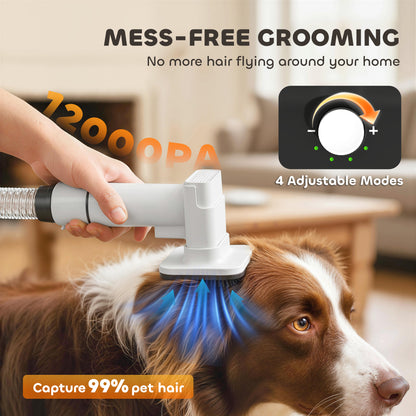PawHut 5 in 1 Dog Grooming Vacuum & Dryer w/ Clipper, 1.8L Canister, 4 Modes Blow Temperature