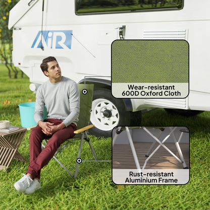 Portable Camping Chair for Adults, High Back Folding with Padded Seat and Carry Bag, Outdoor Recliner for Hiking, Fishing, Beach and Picnic, Green