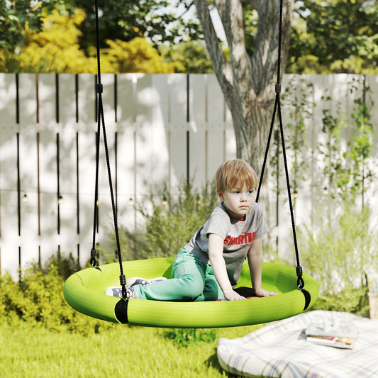 AIYAPLAY 100cm Diameter Nest Swing Seat for Kids with Height Adjustable Hanging Ropes for Outdoor, Playground, Garden, Green, Black, Purple