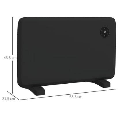 1.2kW Freestand/On-Wall Electric Convector Heater, with Adjustable Thermostat - Black