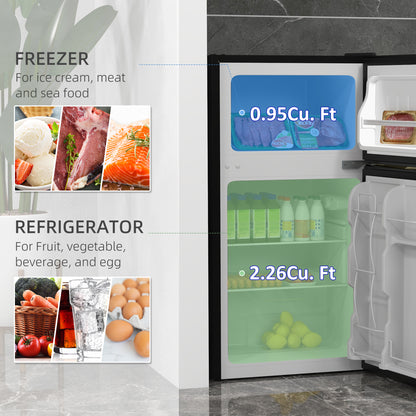 88L Under Counter Fridge Freezer, Small Refrigerator with 5-Setting, 3 Star Freezer Rating, Black and Silver Tone