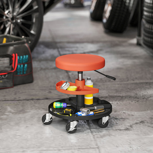 Rolling Mechanic Stool, 135kg Capacity Workshop Stool, 360° Swivel Roller Padded Creeper Seat with Wheels, for Garage, Shop, Auto Repair