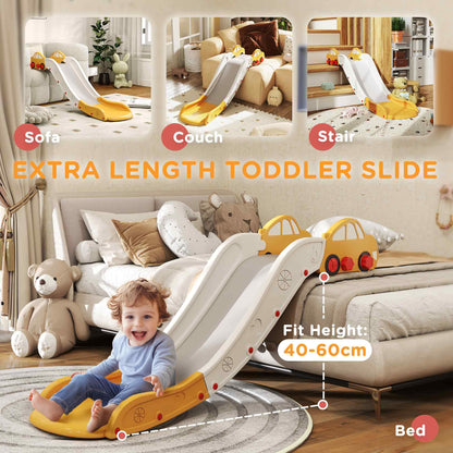 AIYAPLAY Kids Slide for Bed, Sofa, with Extended Length, Easy to assemble and Store, Yellow / Pink / Grey