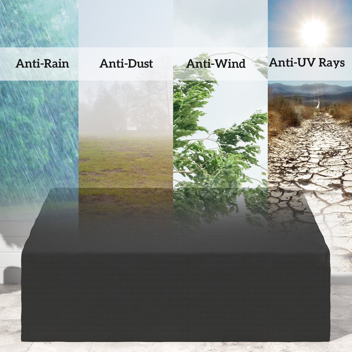 Outsunny 600D Oxford Cloth Furniture Cover, 3 Seater Sofa Protector for Garden Patio, Outdoor, Waterproof, Black, 218 x 111 x 63-101 cm