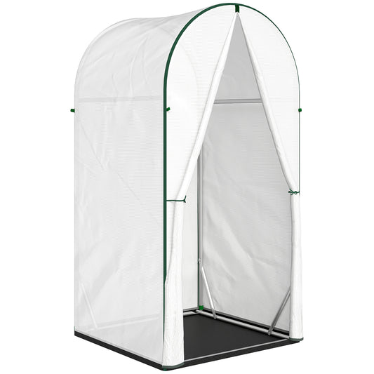 Mini Greenhouse, Portable Green House with Roll-Up Door, PE Base, Small Greenhouse, 100 x 100 x 195 cm, White