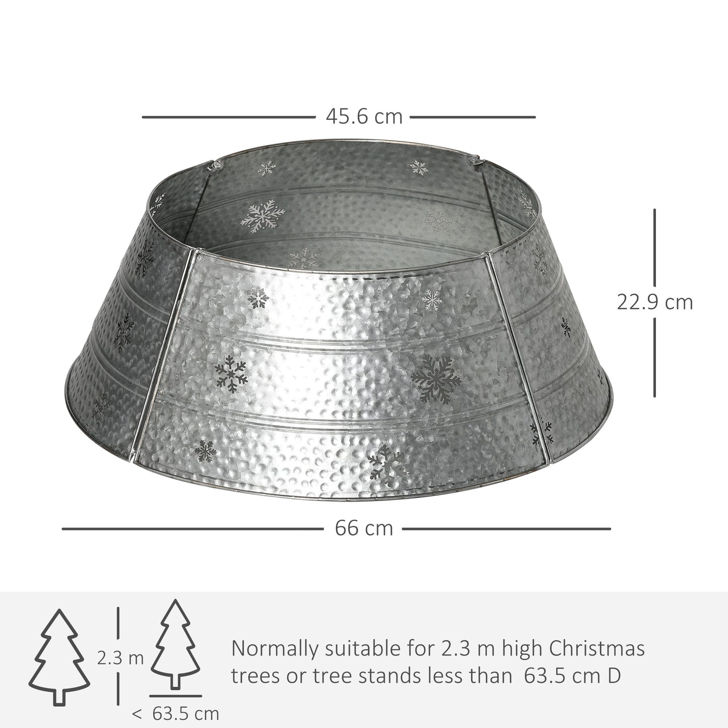 66cm Christmas Tree Base Cover, Christmas Tree Collar With Hollow Snowflake Pattern for Holiday, Party, Silver