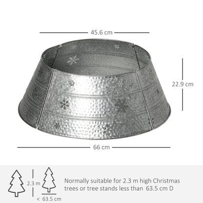 66cm Christmas Tree Base Cover, Christmas Tree Collar With Hollow Snowflake Pattern for Holiday, Party, Silver