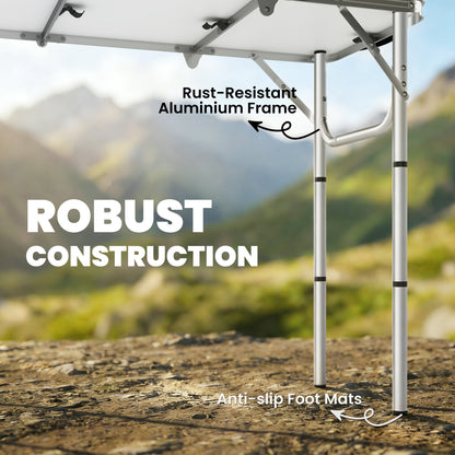 3ft Folding Camping Picnic Table | Tri-Fold | 90x40cm | Water Repellent MDF Top | Mesh Storage Layer | Carry Bag | 35kg | Cream White