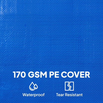 Outsunny Round Pool Cover, 10 ft Waterproof Swimming Pool Cover with Secure Rope, Tightener for Above Ground Pools, Blue