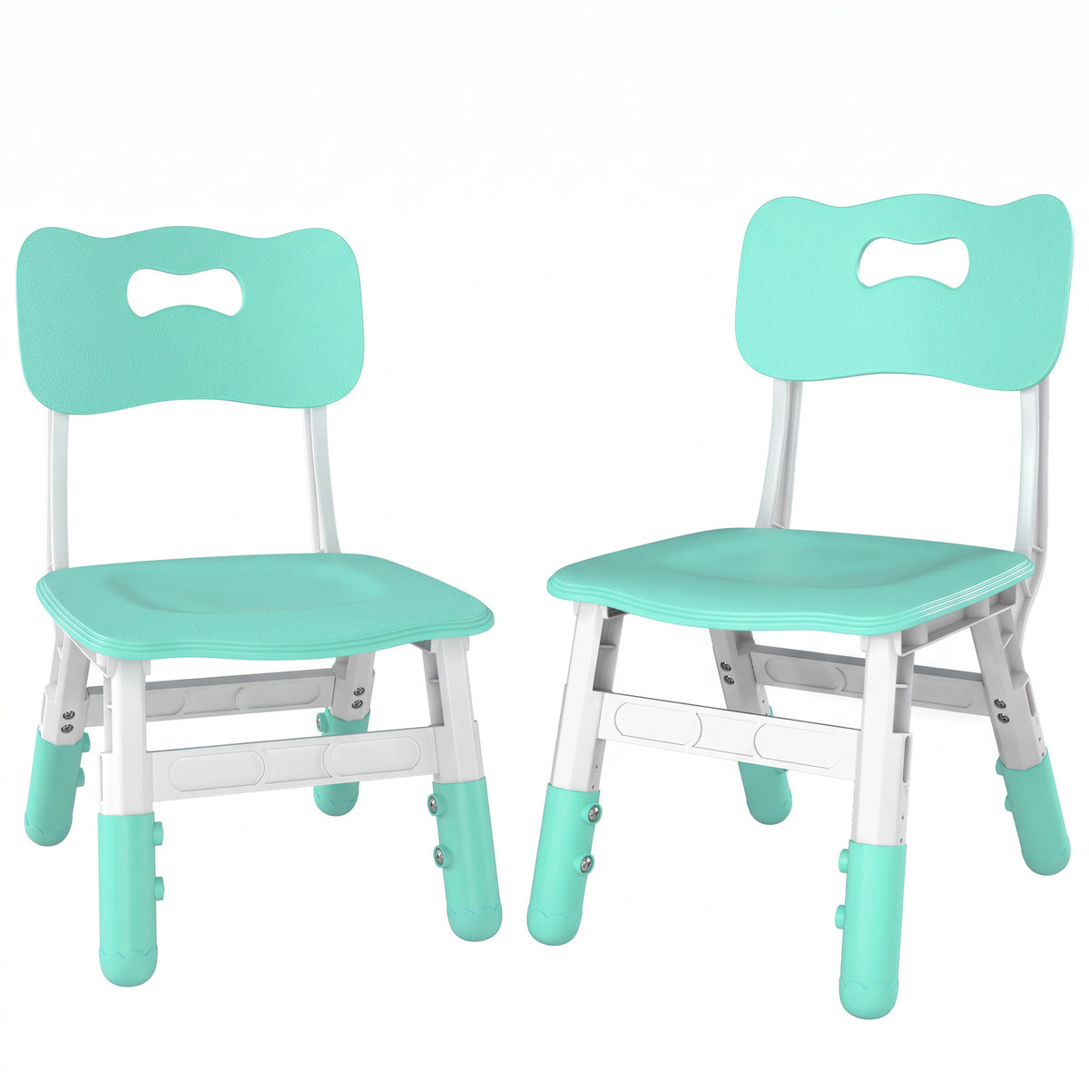 AIYAPLAY Kids Desk Chairs Set of 2 | Green & White | 3-Level Adjustable Seat Height 26–30cm | Backrests & PP Construction | Ages 18 Months–8 Years
