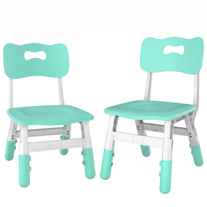 AIYAPLAY Kids Desk Chairs Set of 2 | Green & White | 3-Level Adjustable Seat Height 26–30cm | Backrests & PP Construction | Ages 18 Months–8 Years